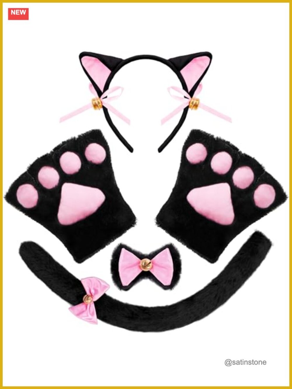 Kids Cat Costume Accessory Set - 5 Pc Halloween Dress Up Kit